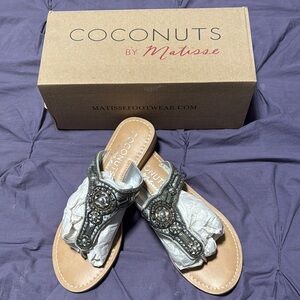 Coconuts by Matisse Black and Silver Beaded Sandals